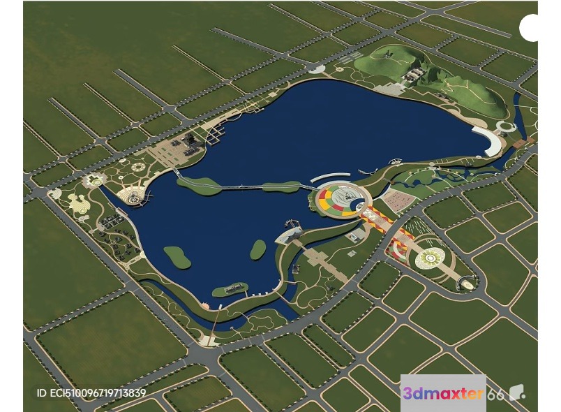 Aerial View Of A Large Park Or Recreational Area 3D Model - 2094 - VRAY Render