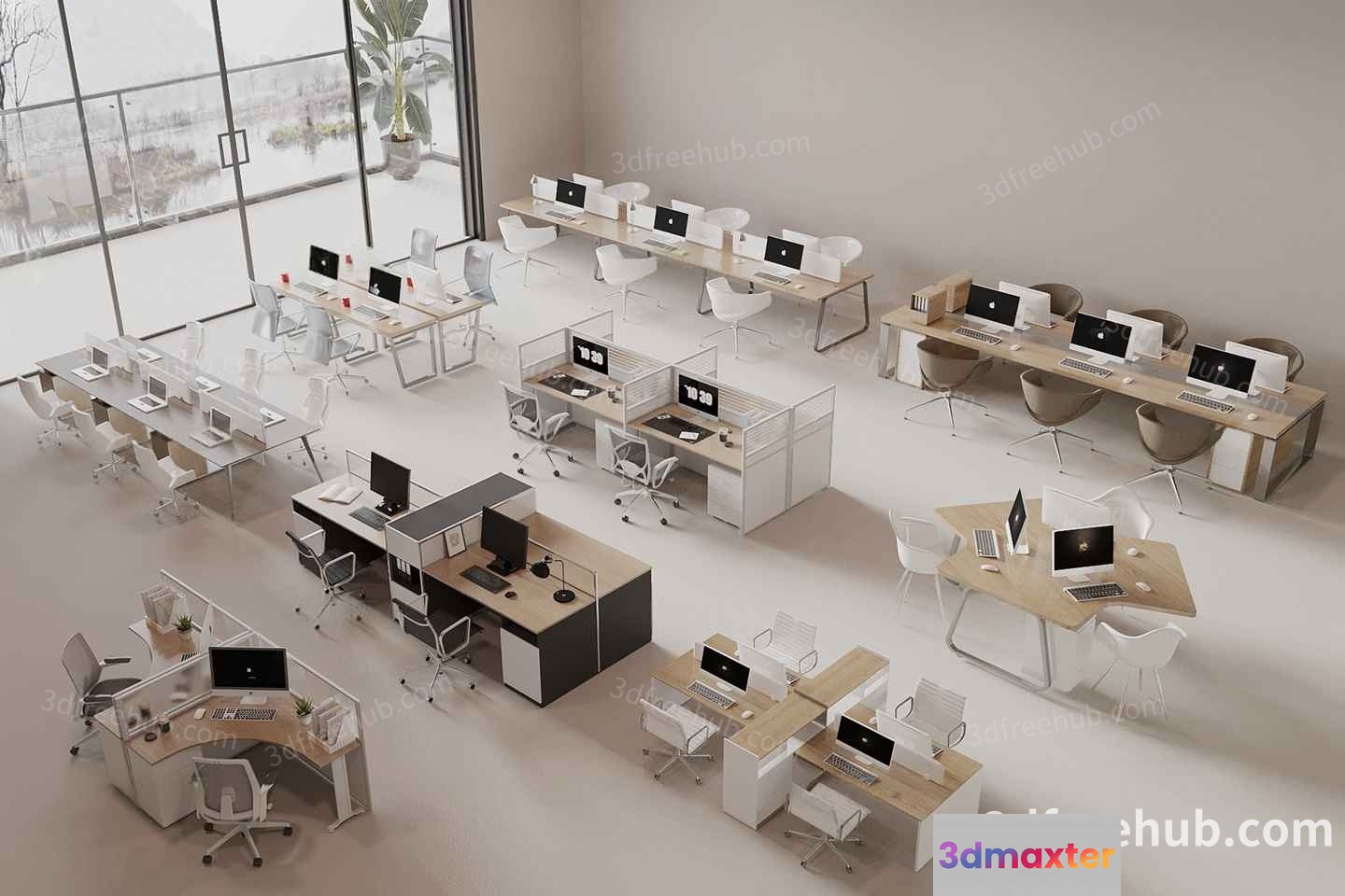 Modern Office Space 3D Model - 20584 - VRAY Render