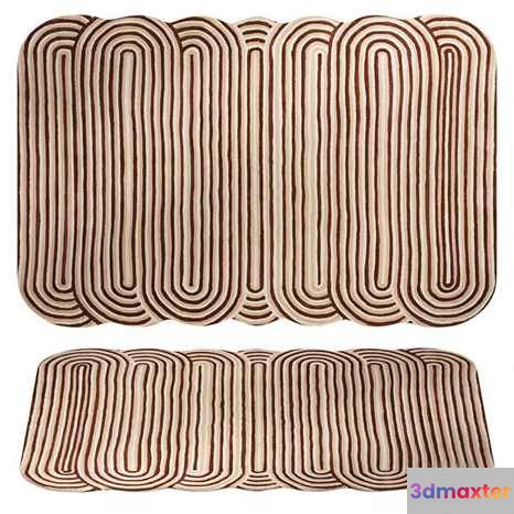 Brown And White Striped Rug 3D Model - 12624 - CORONA Render