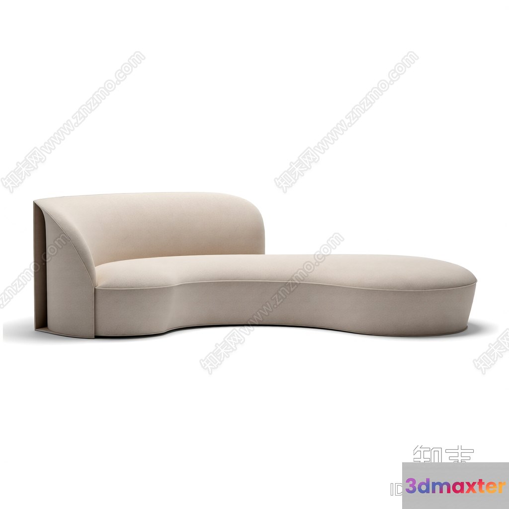 Modern Beige Chaise Lounge 3D Model - 4403 - VRAY Render