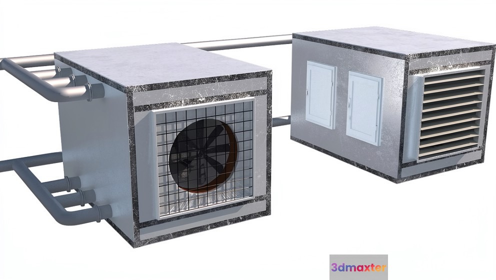 A Gray Air Conditioning Unit 3D Model - 6618 - VRAY Render