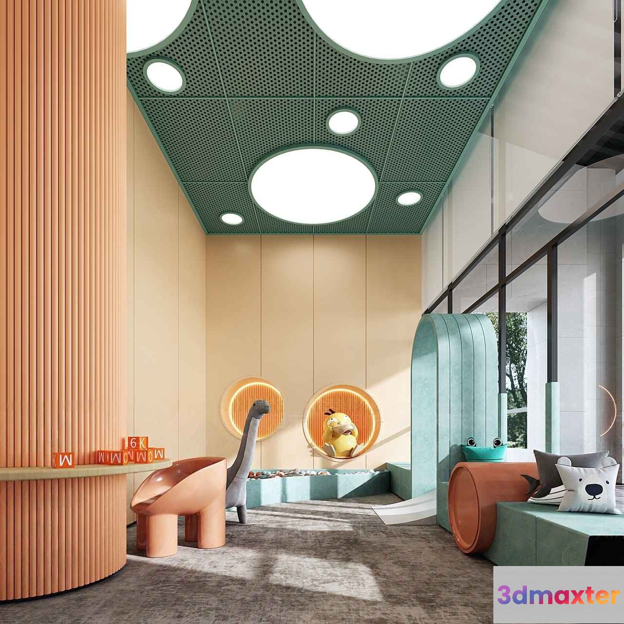 Playroom With A Dinosaur Theme 3D Model - 3843 - VRAY Render