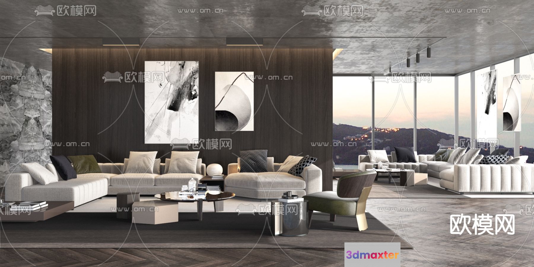 Modern Living Room 3D Model - 13033 - VRAY Render