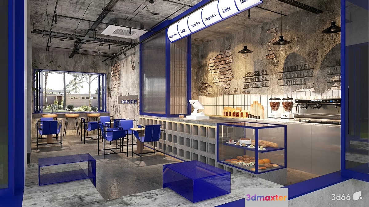 Modern Coffee Shop 3D Model - 22485 - VRAY Render