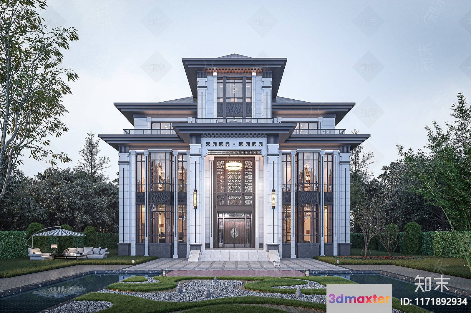 A Large Modern House 3D Model - 5464 - VRAY Render