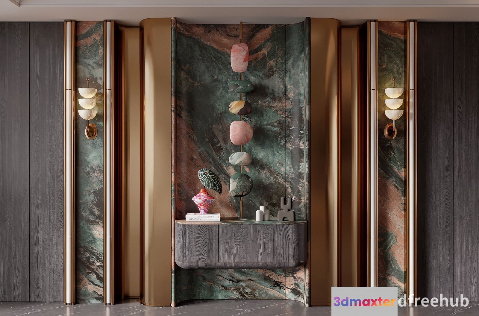 Modern Decorative Wall 3D Model - 21568 - VRAY Render