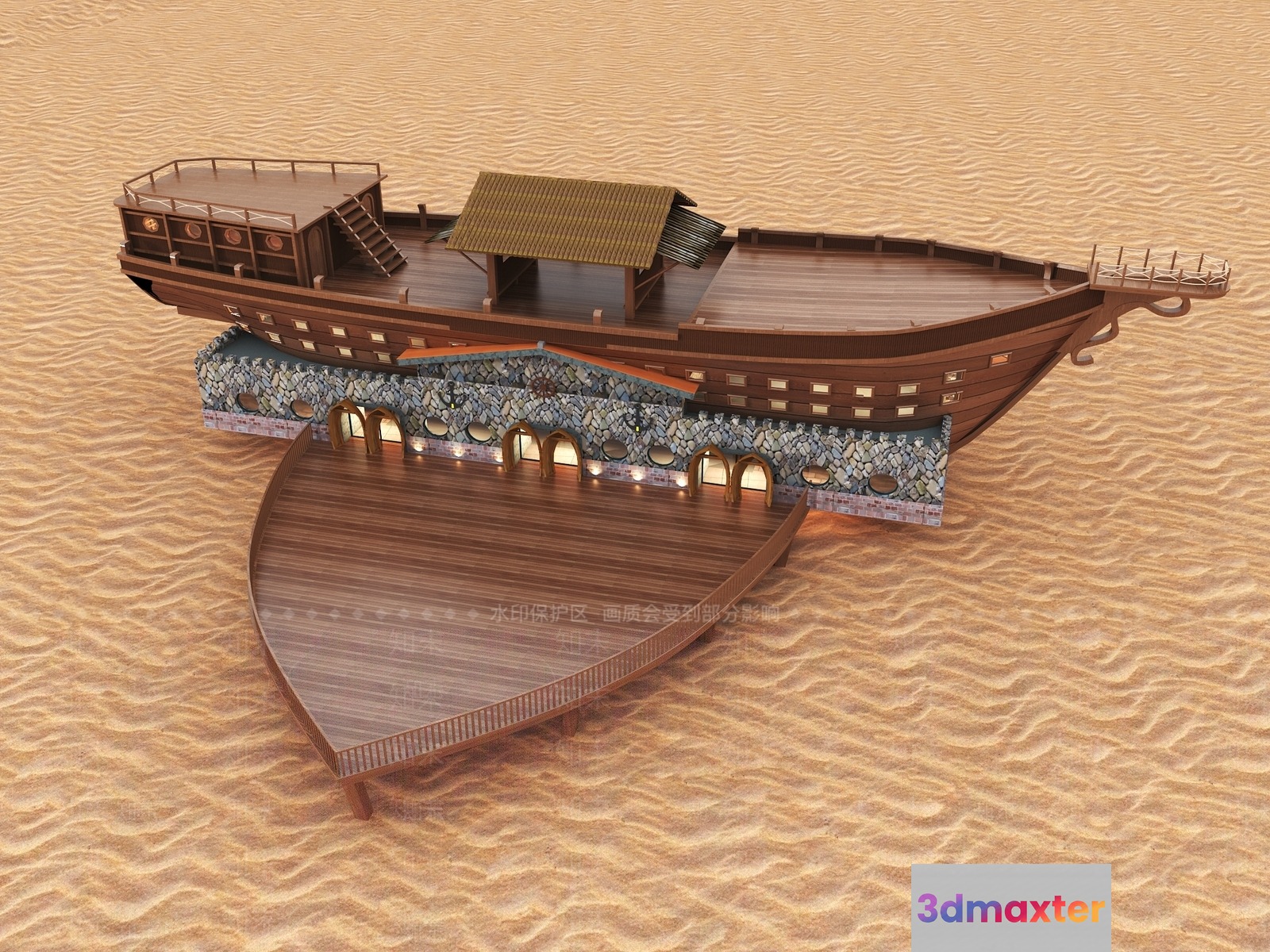 A Wooden Ship 3D Model - 6864 - VRAY Render
