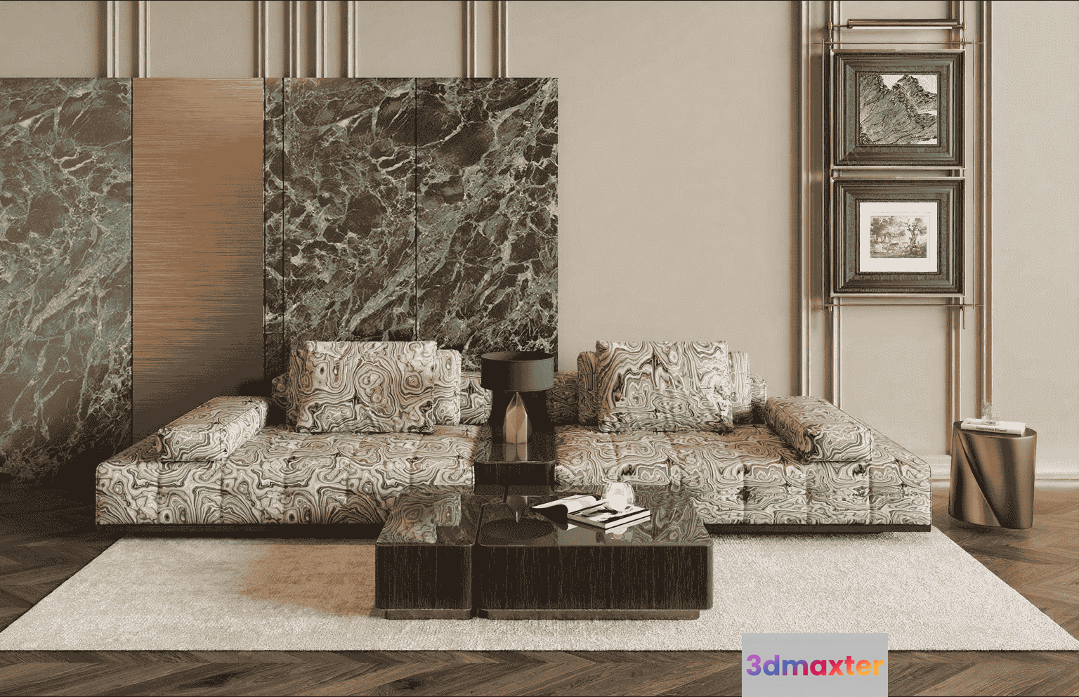 Modern Living Room 3D Model - 17462 - VRAY Render