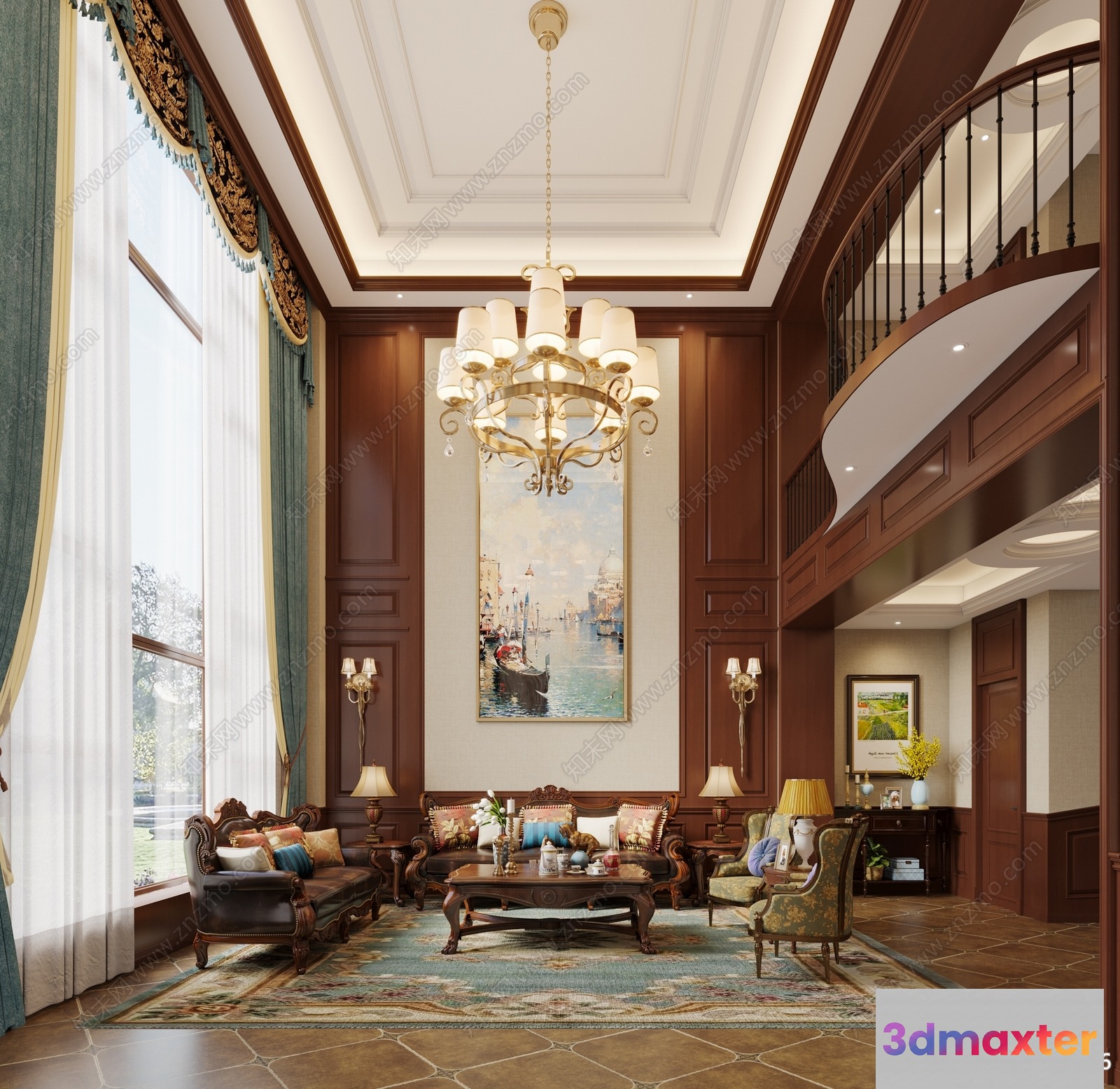 A Luxurious Living Room 3D Model - 14070 - VRAY Render