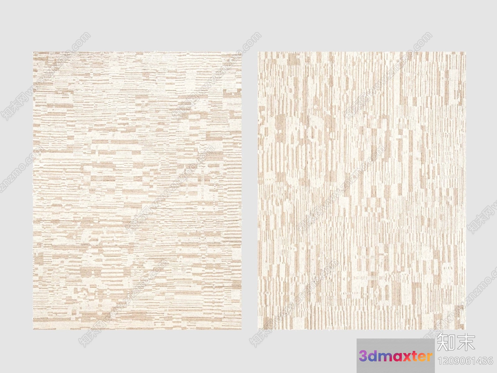 A Beige And White Rug With A Pattern Of Lines 3D Model - 9525 - VRAY Render