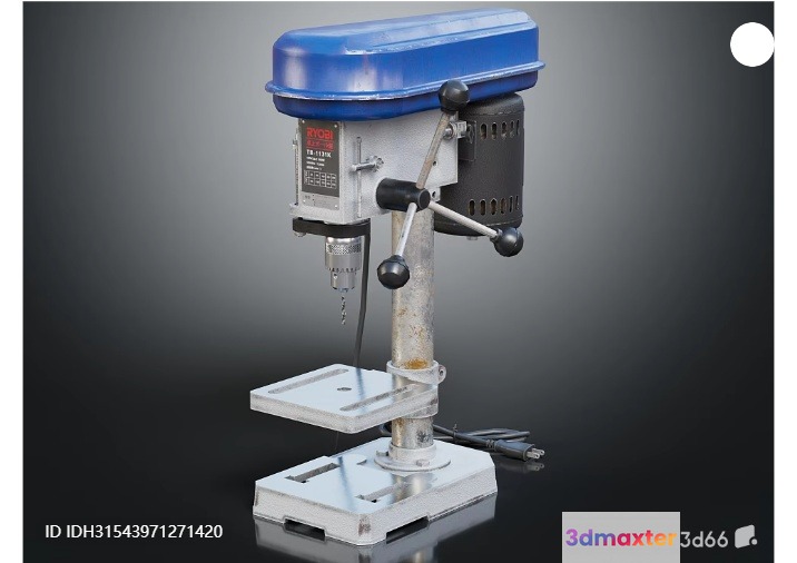 Blue Drill Press 3D Model - 3095 - VRAY Render