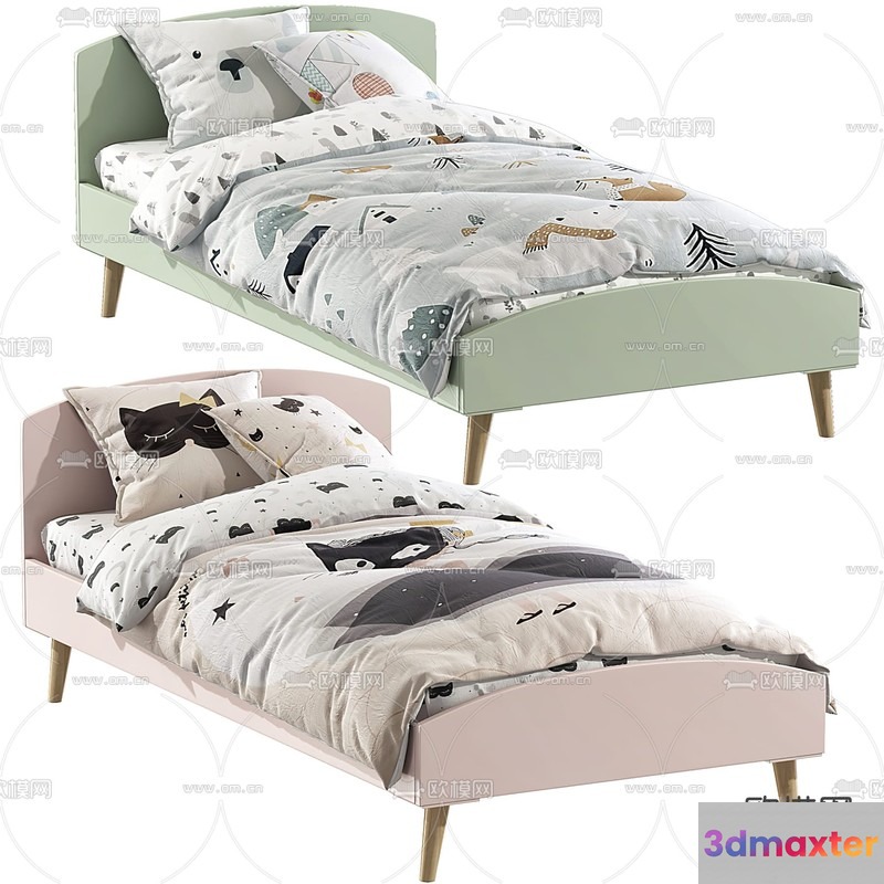 Two Twin Beds With Matching Bedding 3D Model - 13027 - VRAY Render
