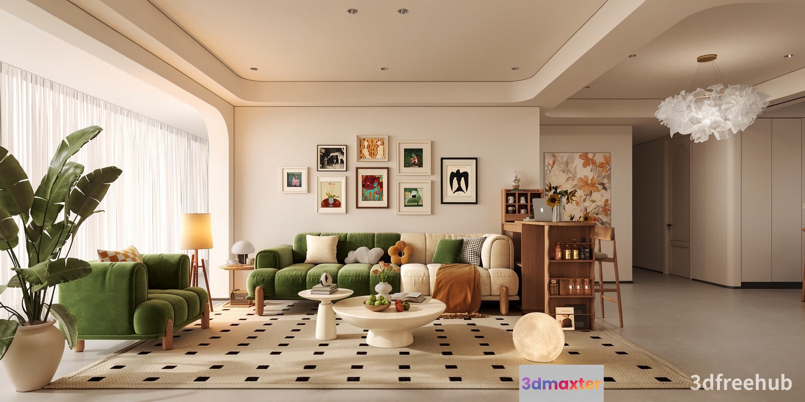 Modern Living Room 3D Model - 20473 - VRAY Render