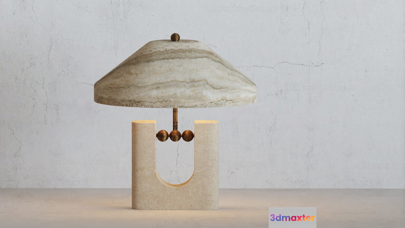 A Table Lamp Made Of Stone With A Metal Base 3D Model - 14810 - CORONA Render