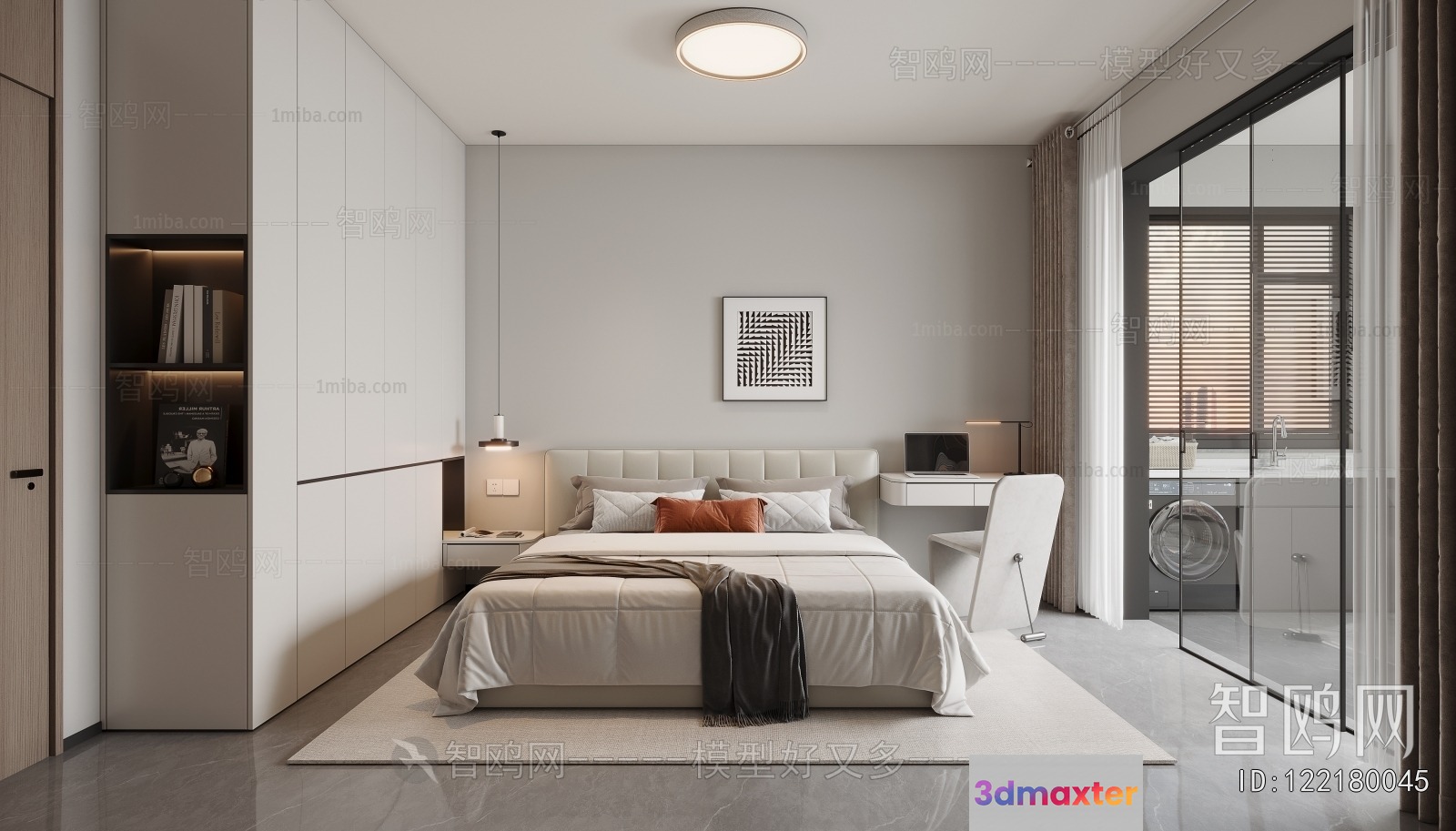 Modern White Bedroom 3D Model - 18519 - VRAY Render