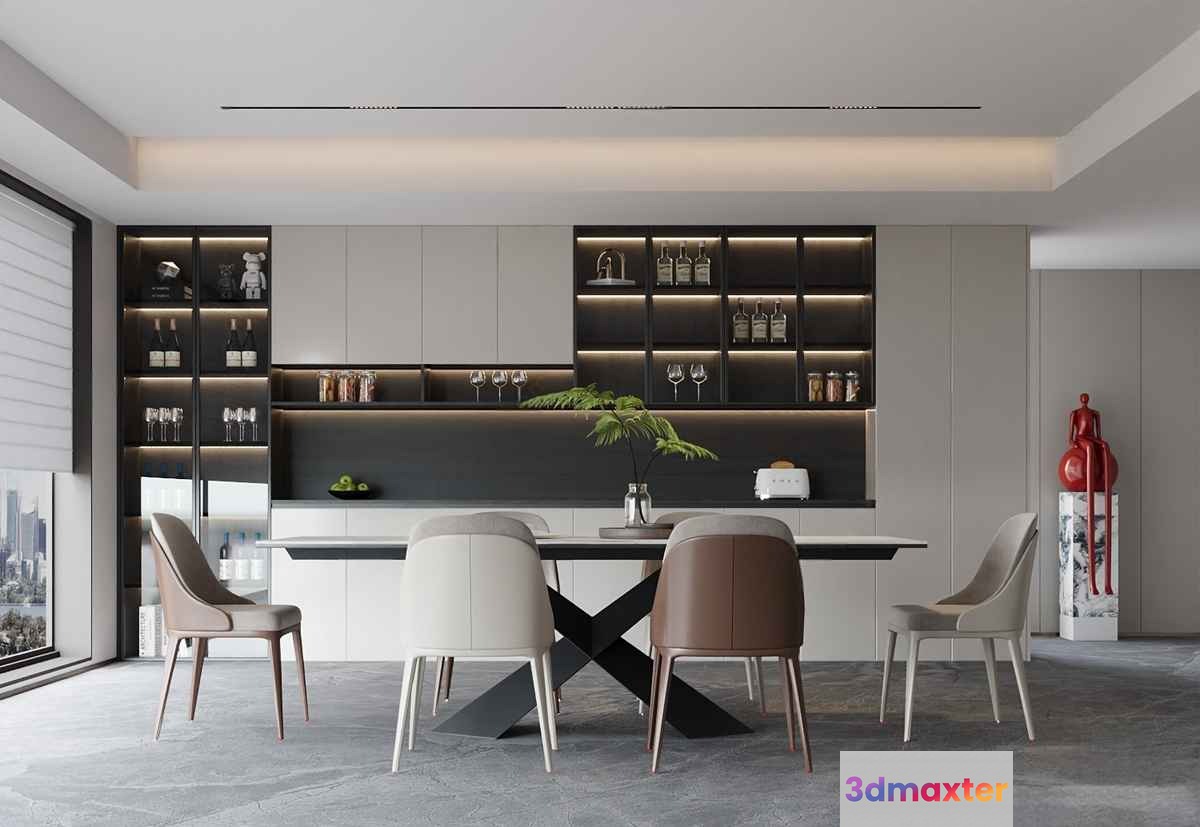 Modern Dining Room 3D Model - 2499 - CORONA Render