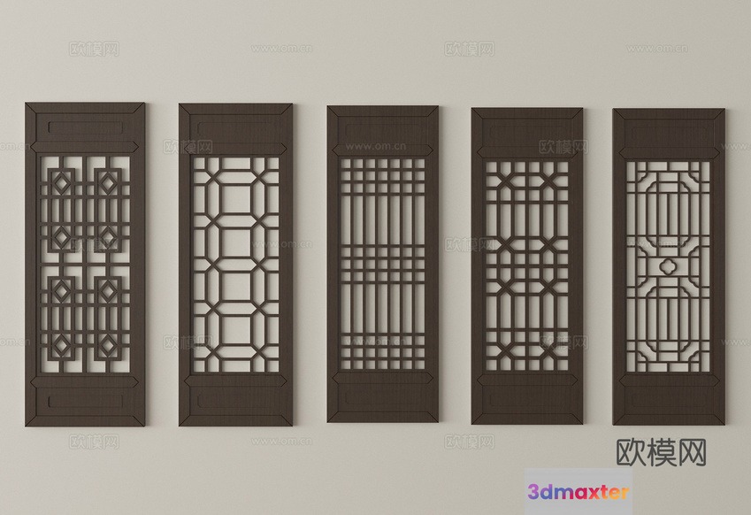 A Collection Of Decorative Window Screens 3D Model - 7737 - VRAY Render