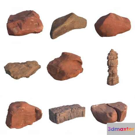 Rough Red Rocks 3D Model - 17644 - VRAY Render