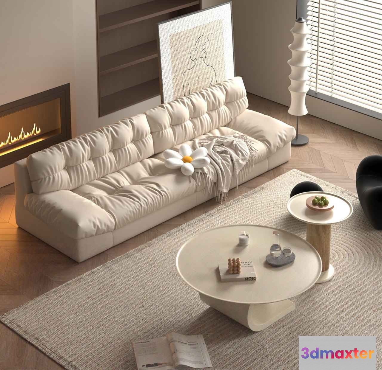 Modern Living Room 3D Model - 165 - VRAY Render