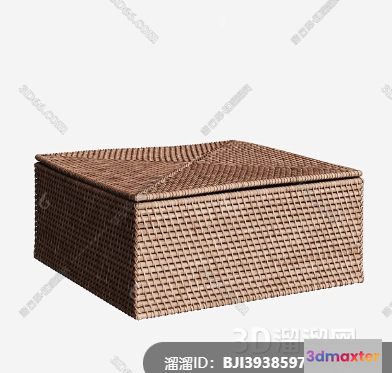 A Wicker Storage Box 3D Model - 3027 - VRAY Render
