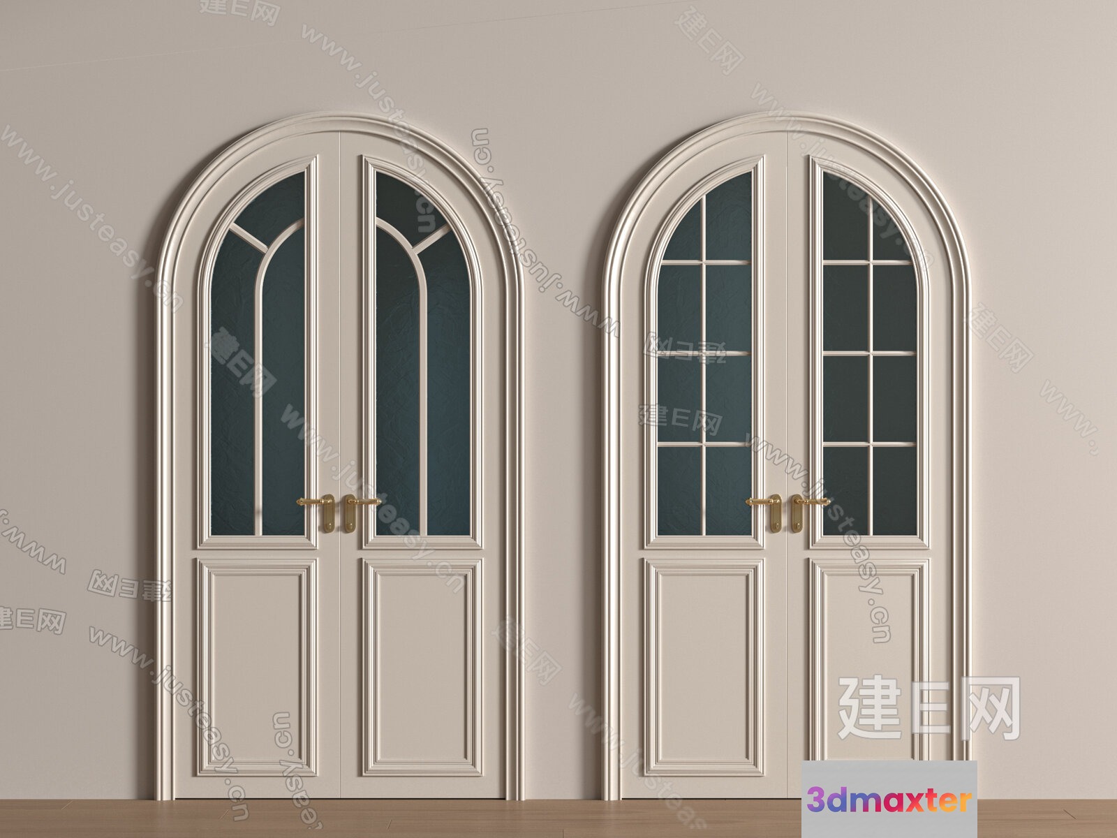 White Arched Doors 3D Model - 1509 - VRAY Render