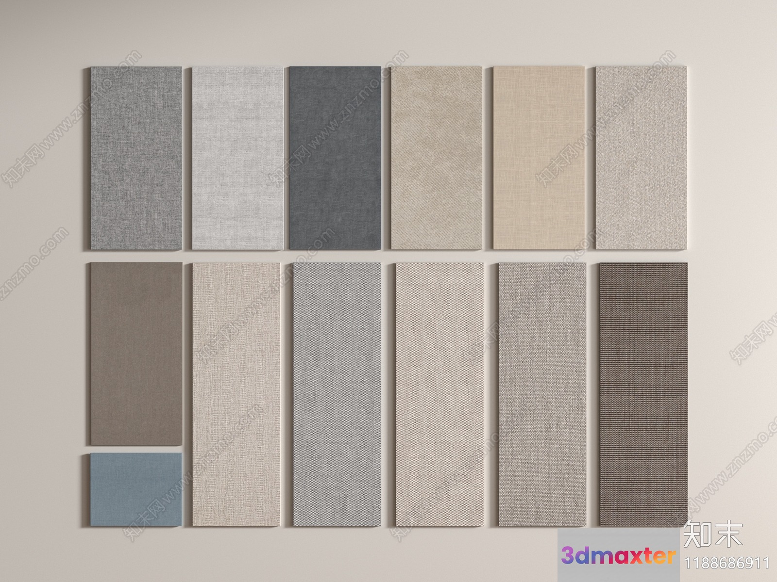 A Collection Of Fabric Swatches 3D Model - 16964 - VRAY Render