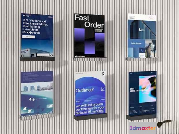 A Wall With Posters 3D Model - 9392 - VRAY Render