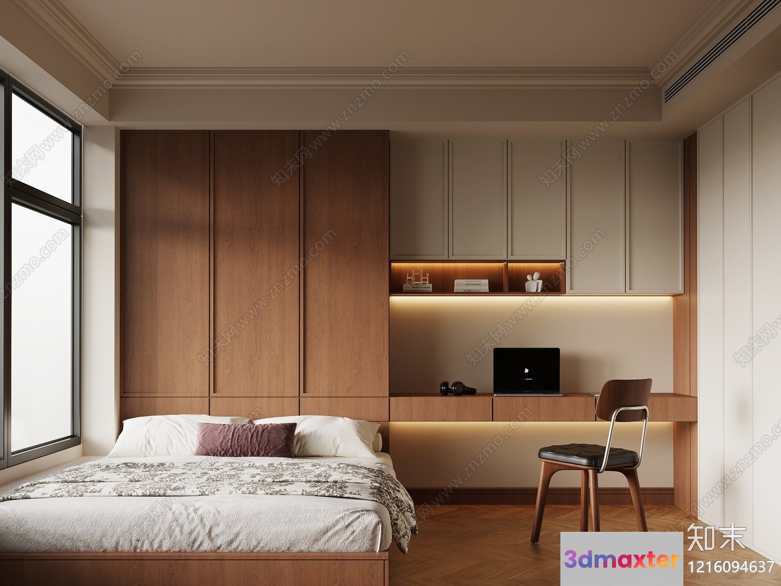 Modern Minimalist Bedroom 3D Model - 10657 - VRAY Render