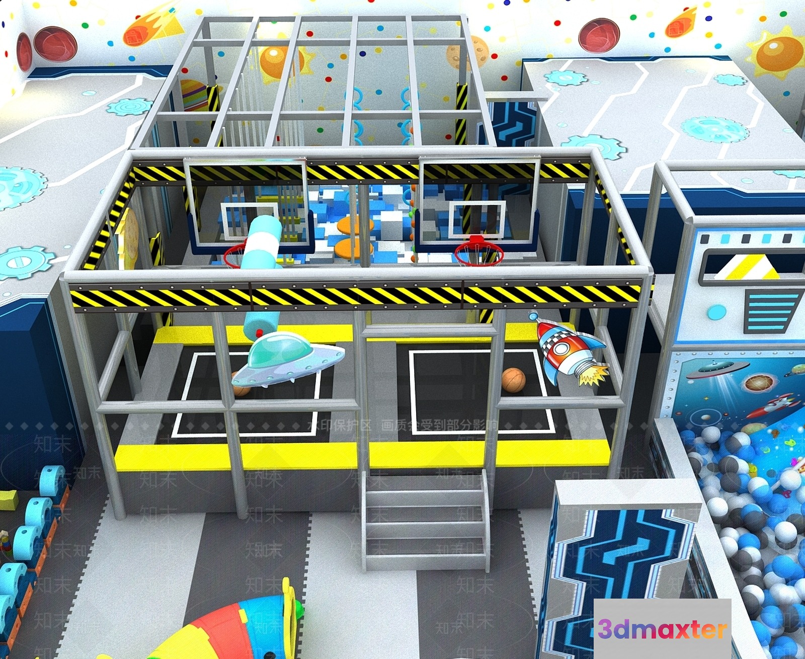 A Play Area With A Space Theme 3D Model - 904 - VRAY Render