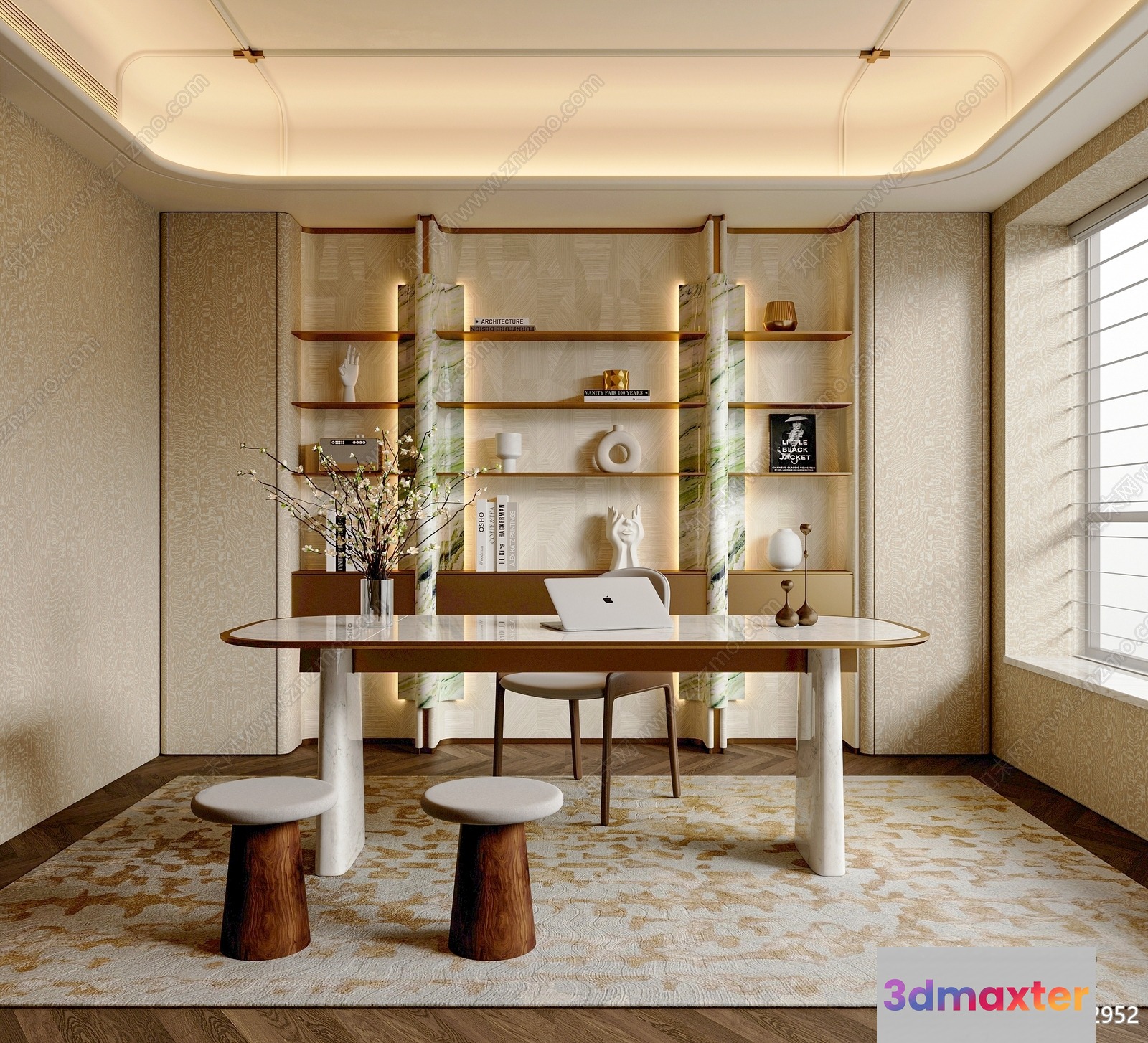 Modern Home Office 3D Model - 12372 - VRAY Render