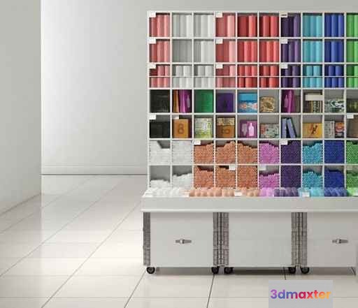 White Storage Unit With Wheels 3D Model - 20385 - VRAY Render