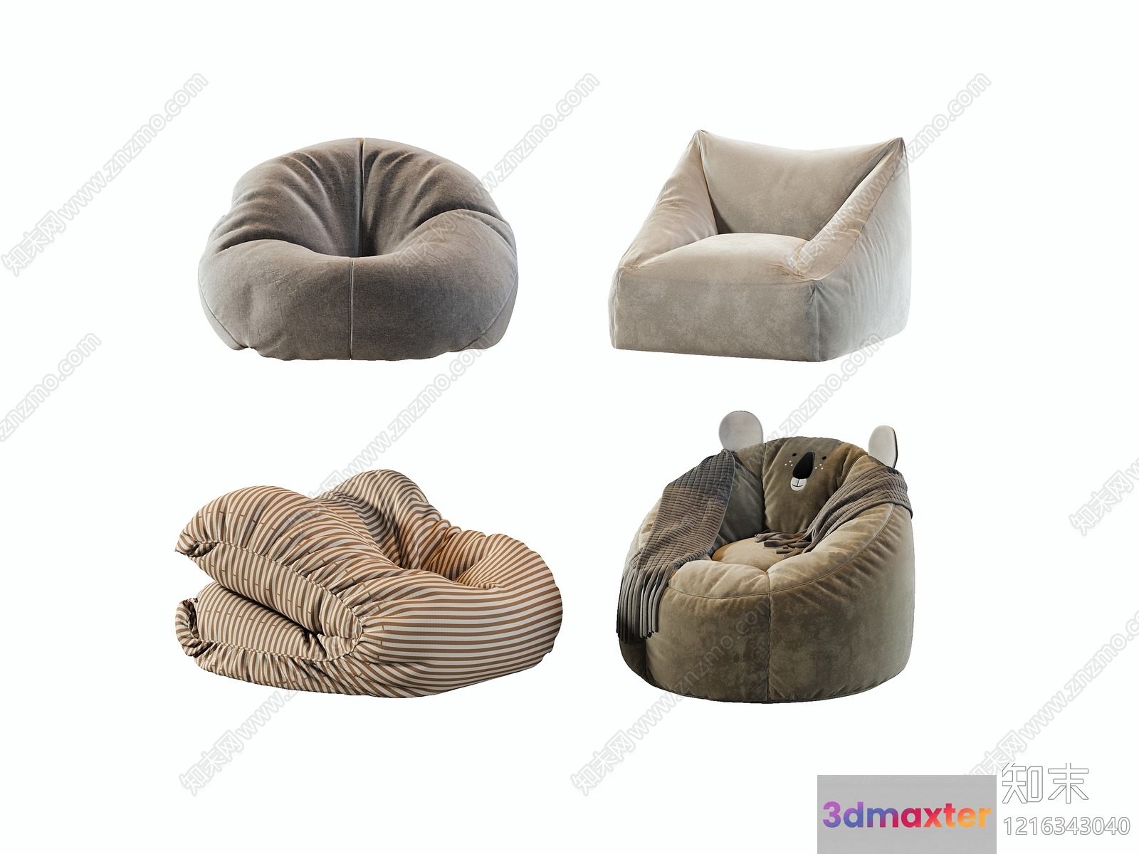 Cozy Bean Bag Chairs 3D Model - 14786 - VRAY Render