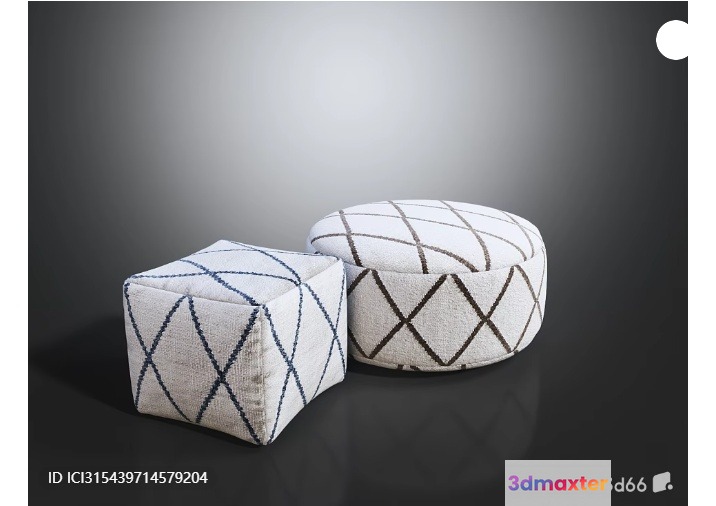 Two Poufs 3D Model - 547 - VRAY Render