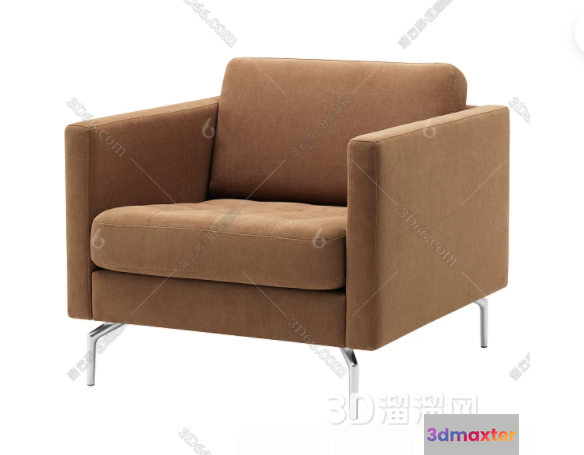A Brown Armchair 3D Model - 18609 - VRAY Render