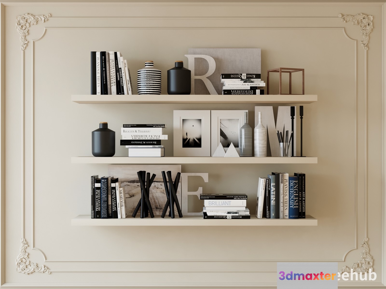 Modern Bookshelf 3D Model - 21517 - VRAY Render