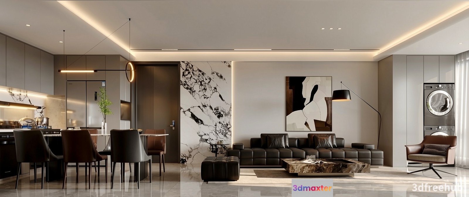 Modern Living Room 3D Model - 19304 - VRAY Render