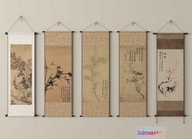 Traditional Asian Wall Art 3D Model - 18727 - VRAY Render