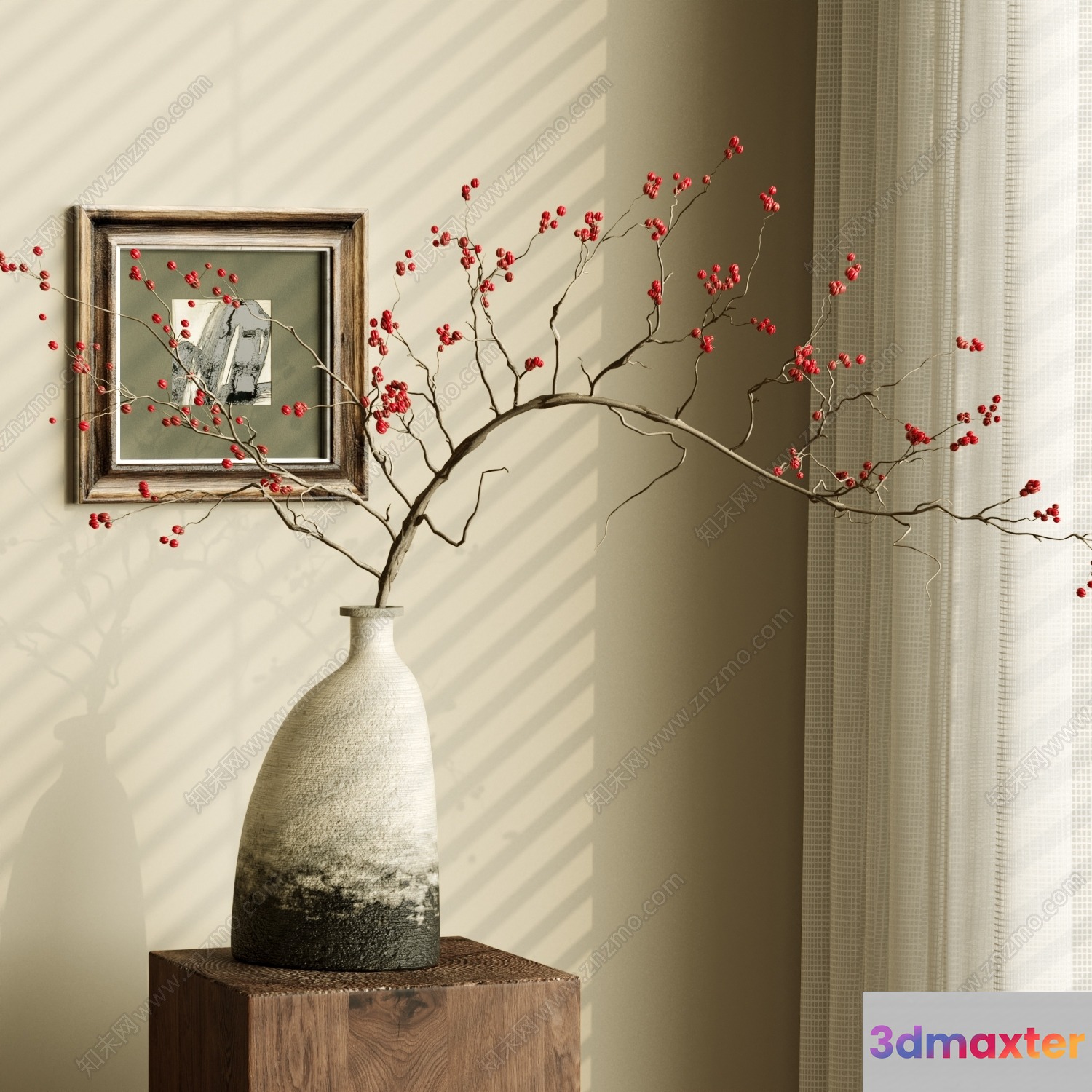 A Vase With A Unique Design 3D Model - 7598 - VRAY Render