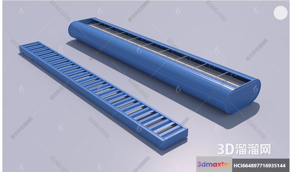 The Main Subject Is A 3D Model Of A Blue Conveyor Belt With 3D Model - 4528 - VRAY Render