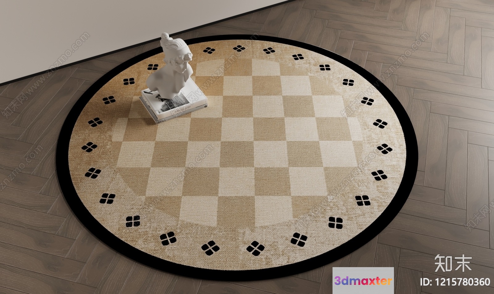A Round Rug With A Chessboard Pattern 3D Model - 9990 - VRAY Render