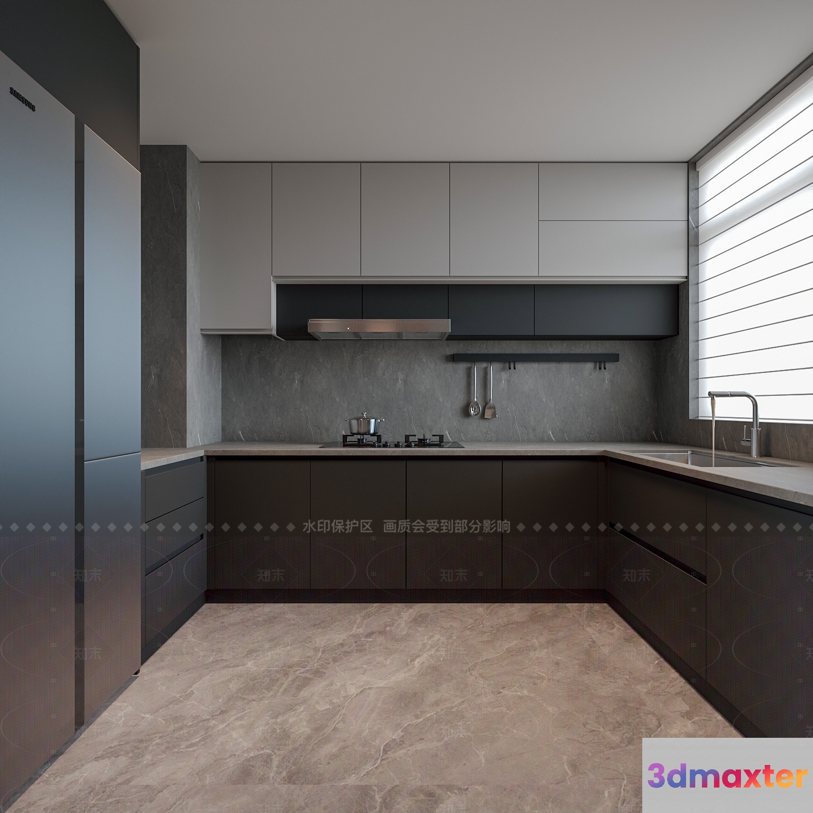 A Modern Kitchen 3D Model - 6711 - VRAY Render