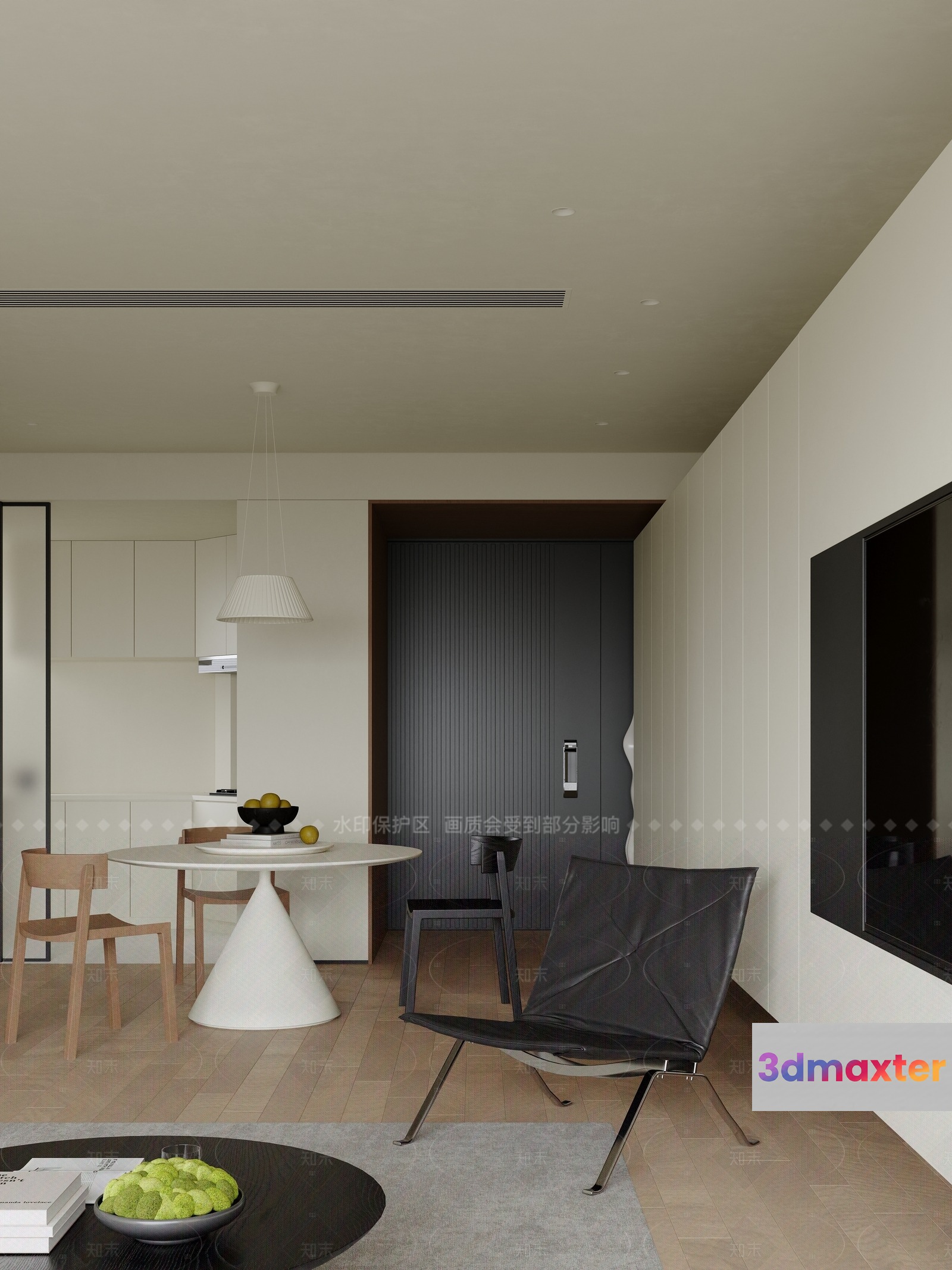 Modern Minimalist Living Room 3D Model - 8422 - VRAY Render