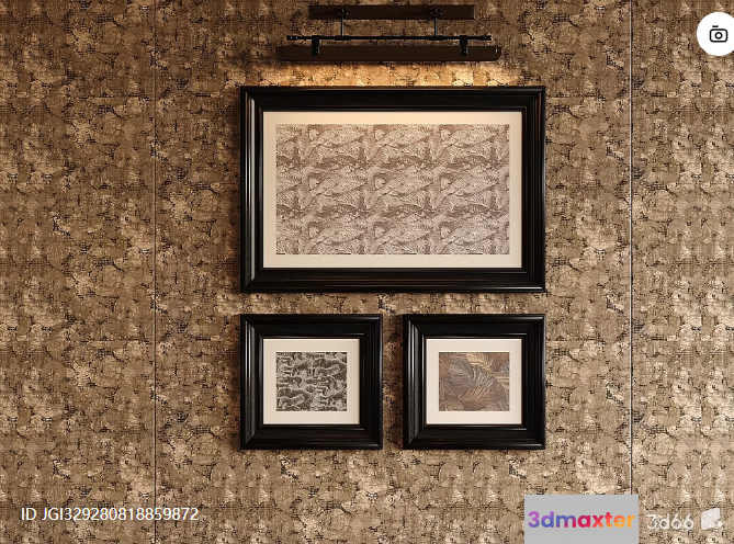 Two Black Picture Frames On A Textured Wall 3D Model - 7949 - CORONA Render