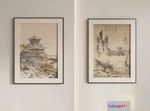 Two Framed Paintings 3D Model - 13169 - CORONA Render