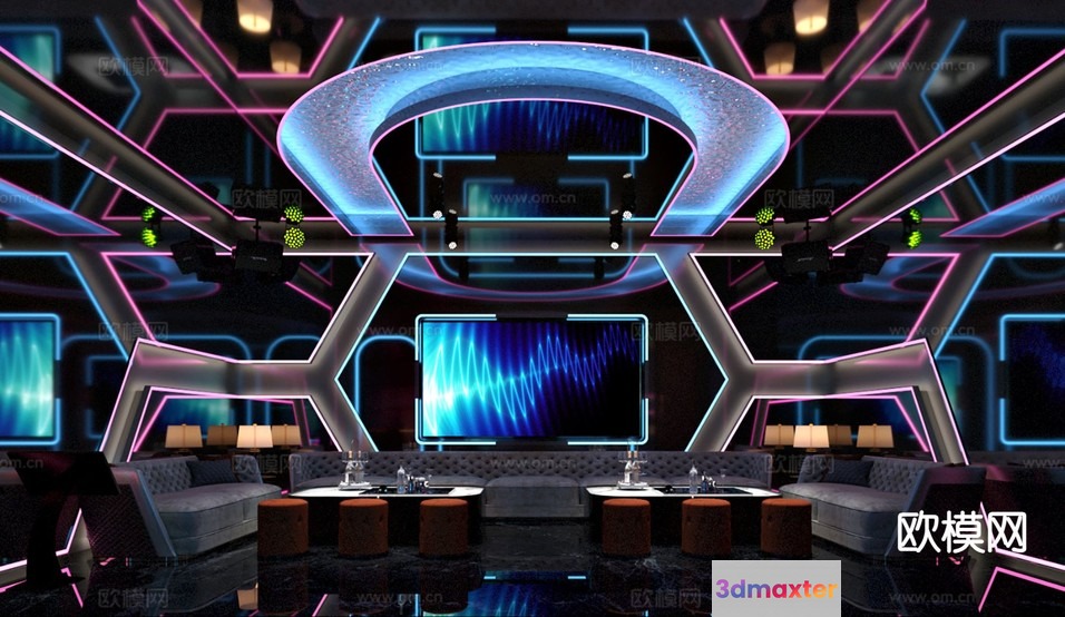 Modern Futuristic Living Room 3D Model - 18086 - CORONA Render