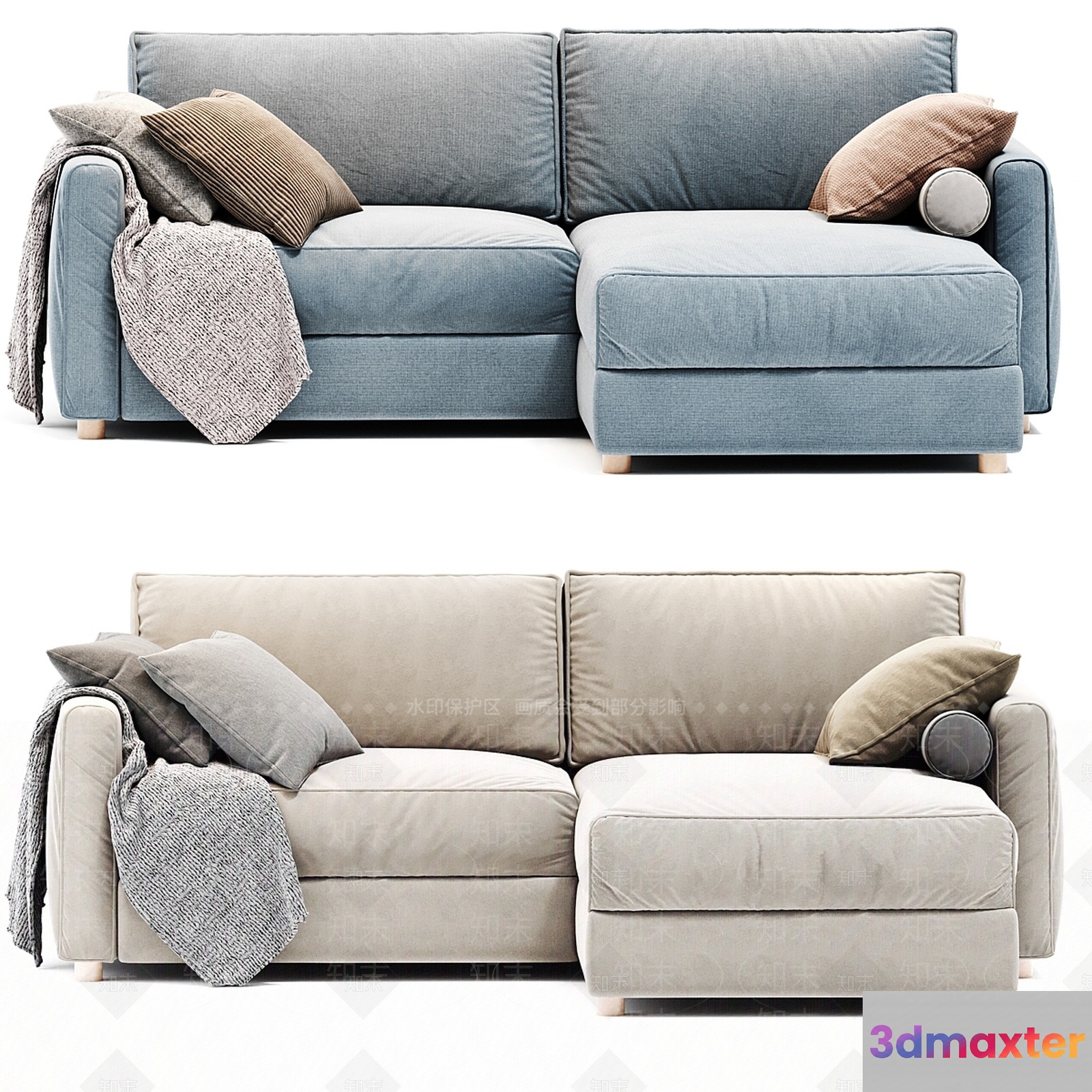 Modern Light-Colored Sofas 3D Model - 1781 - VRAY Render