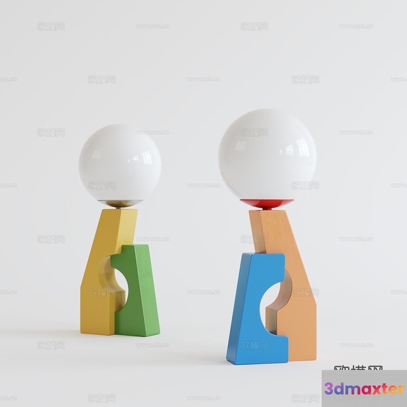 Two Colorful Lamps 3D Model - 19013 - CORONA Render