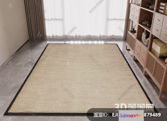 A Beige Rug With A Black Border 3D Model - 1765 - VRAY Render