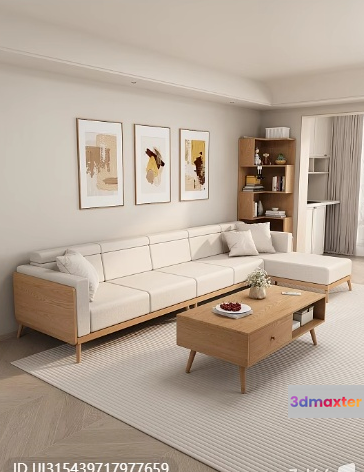 Modern Living Room 3D Model - 1441 - VRAY Render