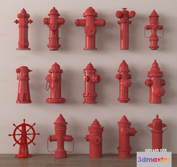 Fire Hydrants 3D Model - 10313 - VRAY Render